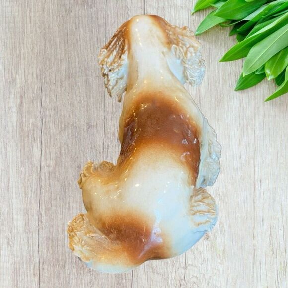 Vintage Porcelain Cocker Spaniel Dog Brown And White Spaghetti Trim Figurine - Picture 6 of 9